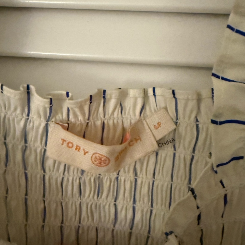 Tory Burch Long Dress Cream with Blue Stripes (S/P) - Picture 3 of 5